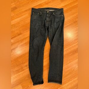 Uniqlo Men's Dark Blue Slim Straight Selvedge Jeans